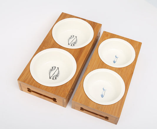 Pet Bowl with Bamboo Stand
