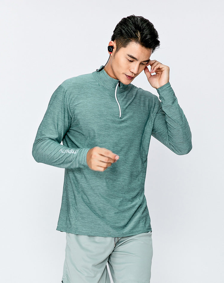 Men's loose Long Sleeve Fitness Shirt , breathable and quick drying