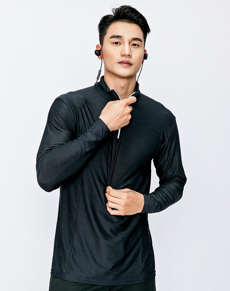 Men's loose Long Sleeve Fitness Shirt , breathable and quick drying