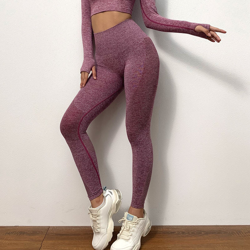 Tight-fitting Hollow Long-sleeved Top with High-waisted Tights