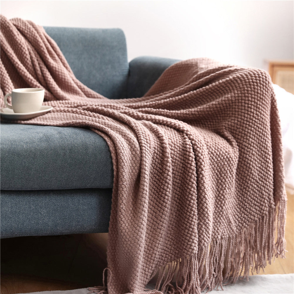 Sofa Blankets, Pineapple Grid Knitted