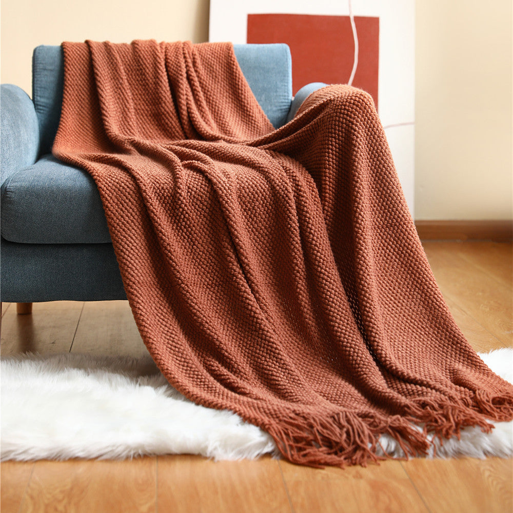 Sofa Blankets, Pineapple Grid Knitted