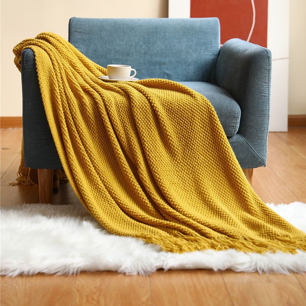 Sofa Blankets, Pineapple Grid Knitted