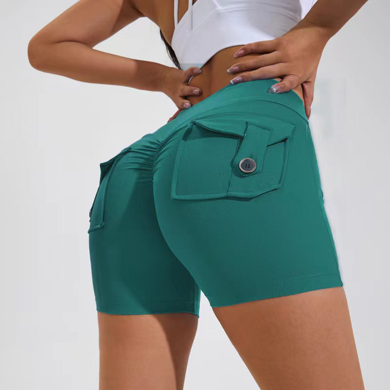 High Waist Wome's Hip Lifting Shorts With Pockets