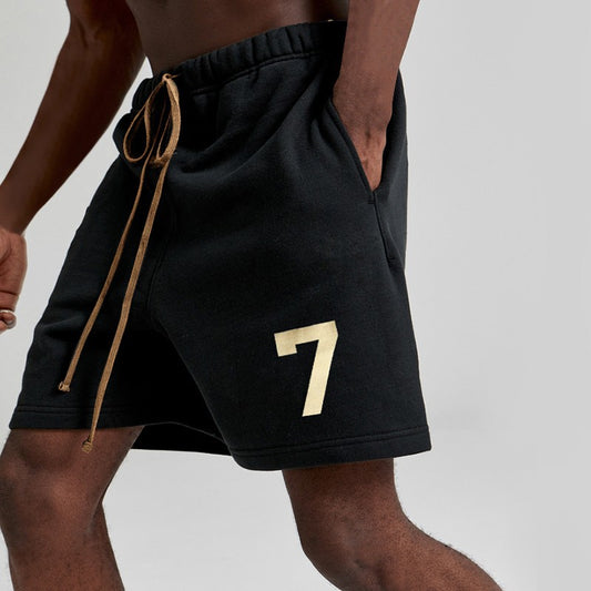 Mens Thick Cotton Gym Shorts with Drawstring