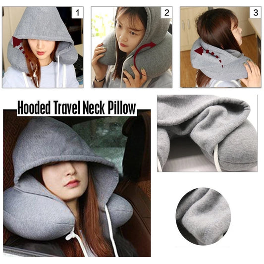 Travel Hooded U-Shaped Neck Pillow