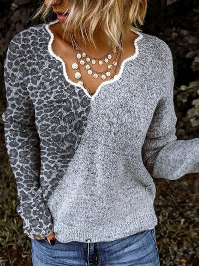 Ladies Geometric Print Long Sleeve Sweater