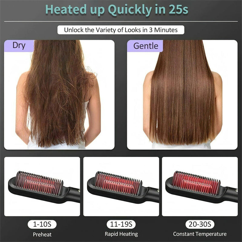 2 In 1 Hair Straightener Hot Comb and Brush