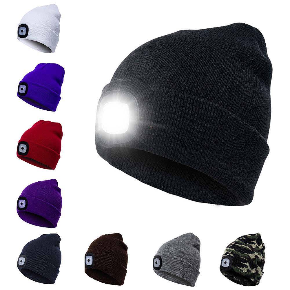 LED Light  Knit Hat Button  Knitted Hat/ Battery Powered