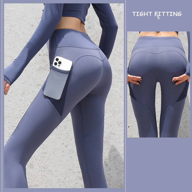Seamless Yoga /Running Leggings With Pockets. Push Up High Waist