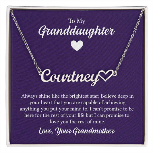 Heart Name Necklace - For Granddaughter From Grandmother