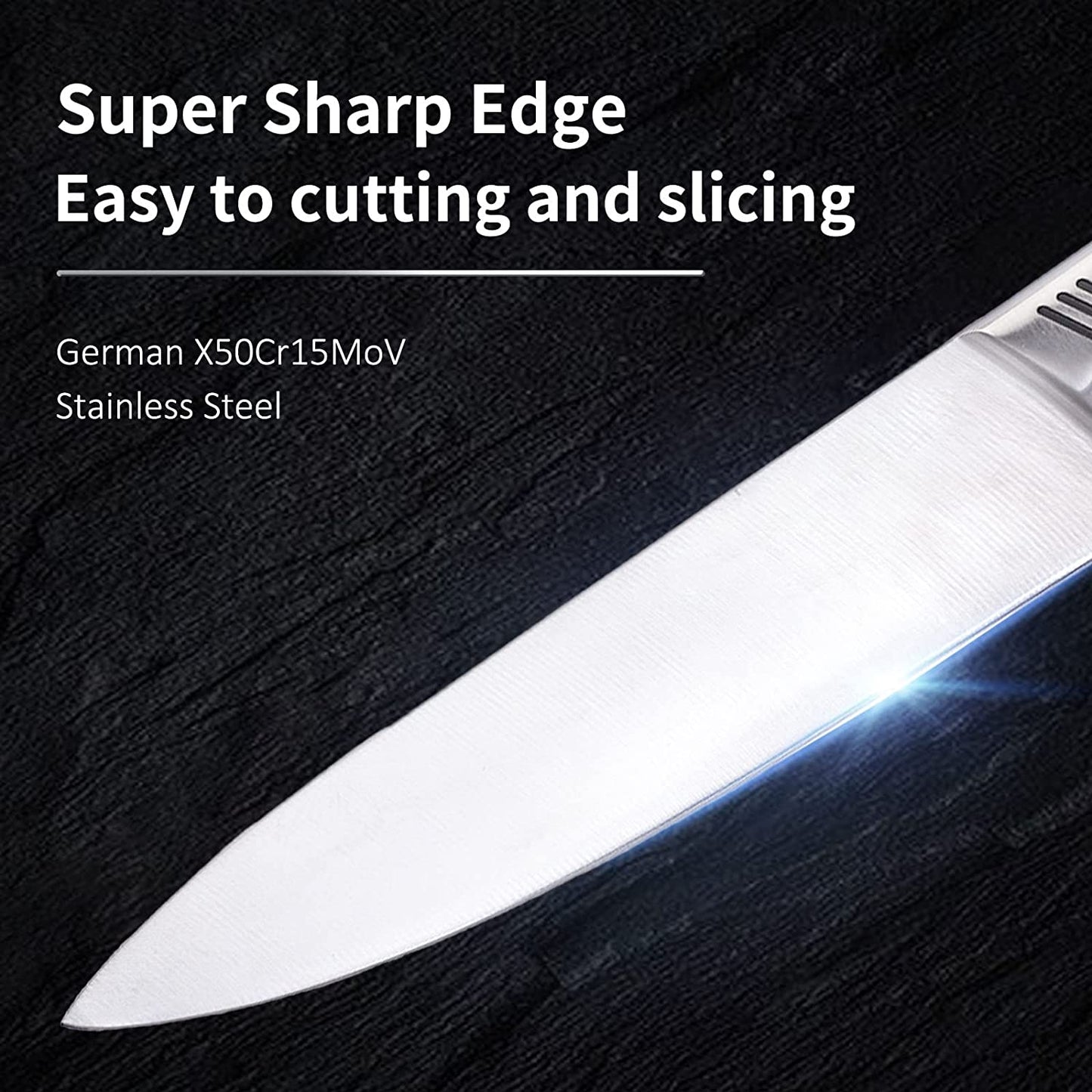 Kitchen Knife Set. LapEasy 15 Pcs W/ Block, Stainless Steel Hollow Handle Cutlery W /Manual Sharpener
