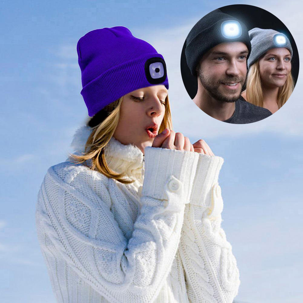 LED Light  Knit Hat Button  Knitted Hat/ Battery Powered