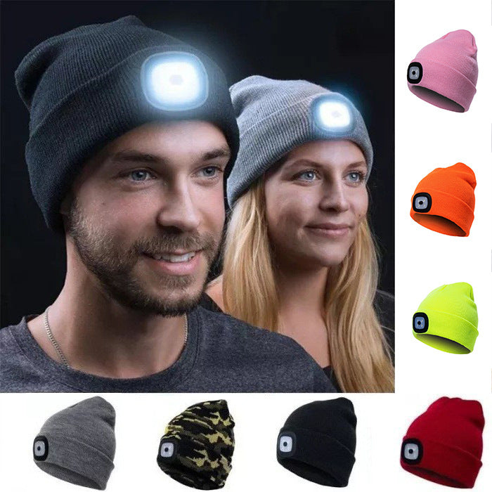 LED Light  Knit Hat Button  Knitted Hat/ Battery Powered