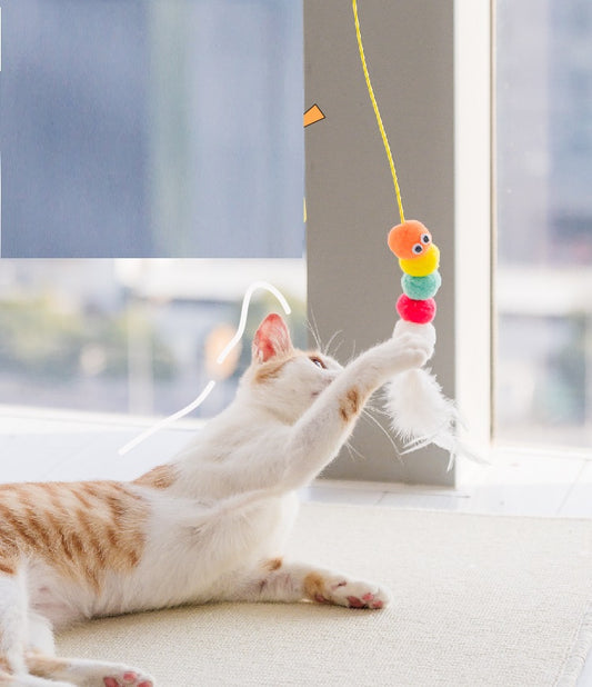 Interactive  Telescopic cat toy caterpillar and mouse
