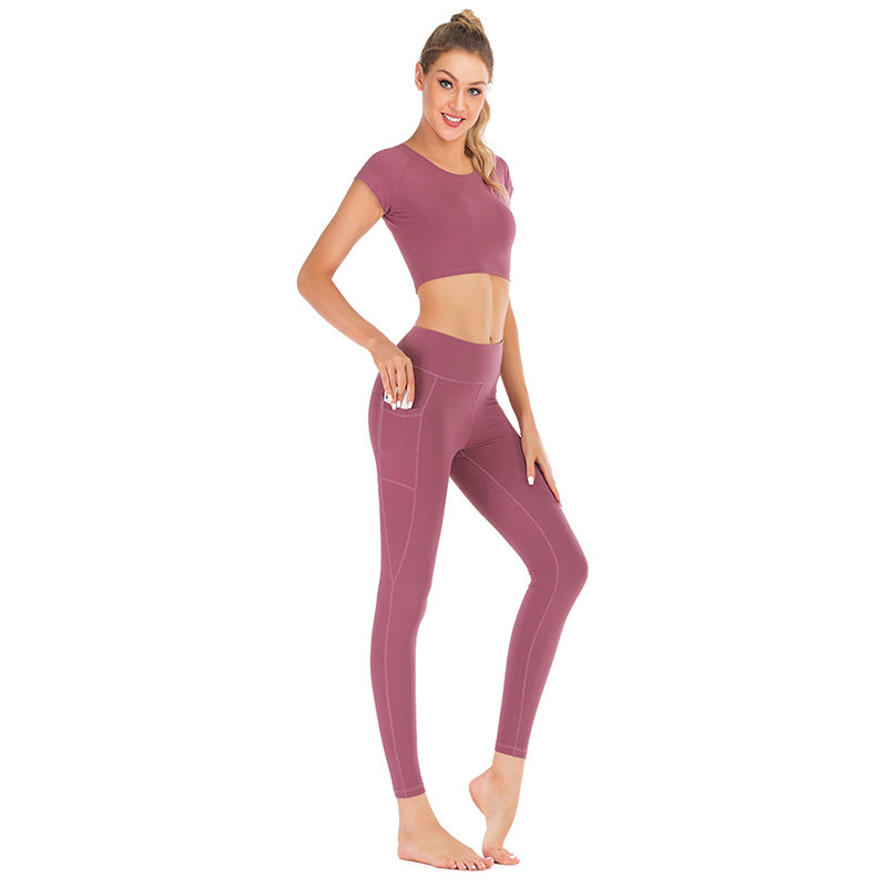 Short Sleeve Yoga/ Fitness set with Pocket