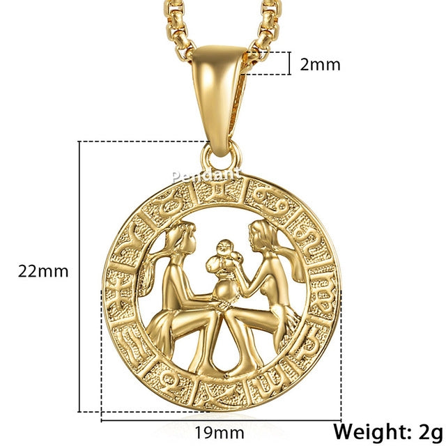 Men Woman 12 Zodiac Sign Gold Pendant Necklace Jewelry New