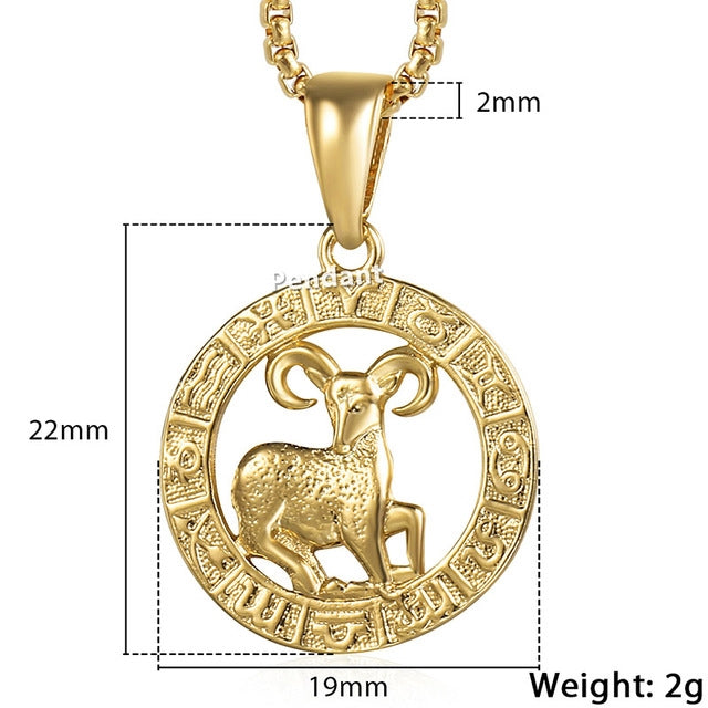 Men Woman 12 Zodiac Sign Gold Pendant Necklace Jewelry New