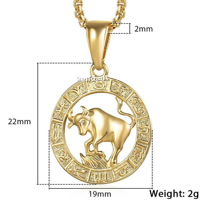 Men Woman 12 Zodiac Sign Gold Pendant Necklace Jewelry New