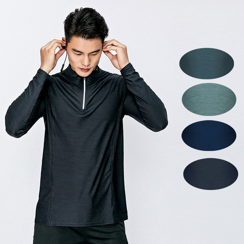 Men's loose Long Sleeve Fitness Shirt , breathable and quick drying