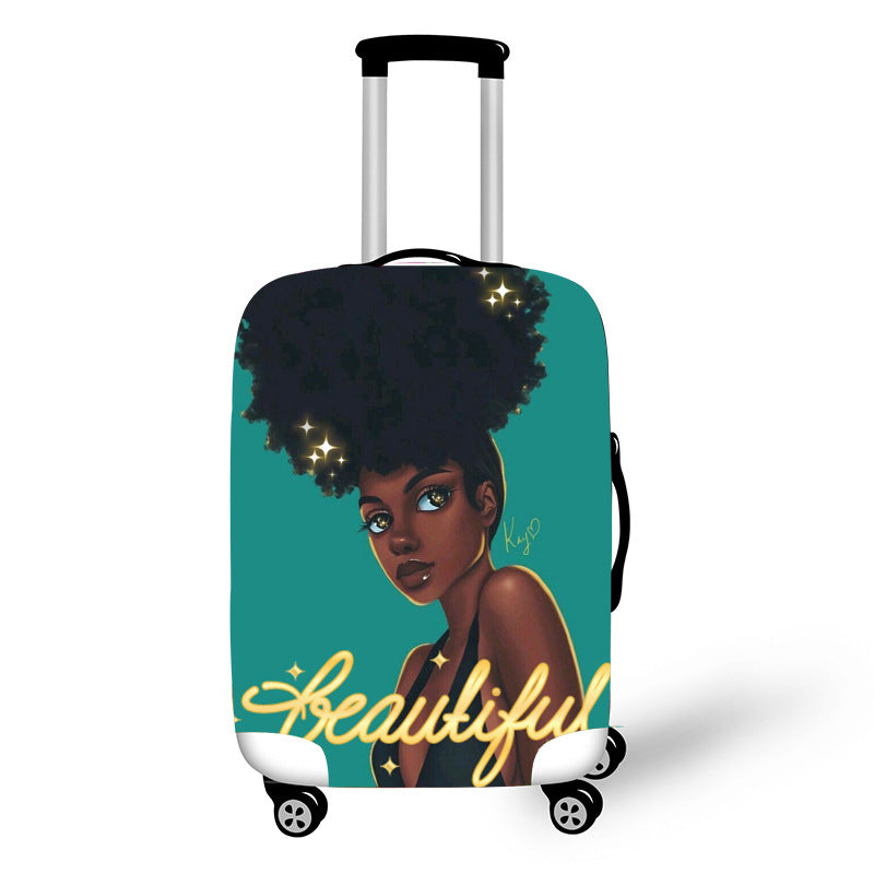 African Art Girl Travel Accessories Luggage Cover Suitcase , Stretch Fabrics 18-30inch