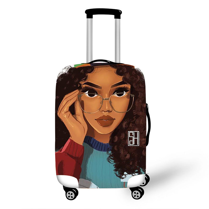 African Art Girl Travel Accessories Luggage Cover Suitcase , Stretch Fabrics 18-30inch