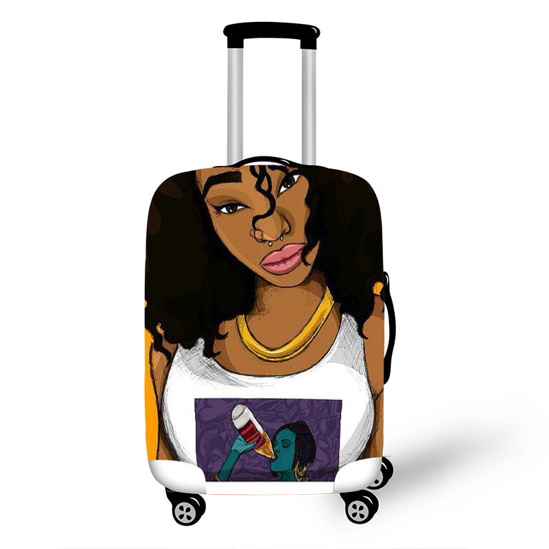 African Art Girl Travel Accessories Luggage Cover Suitcase , Stretch Fabrics 18-30inch