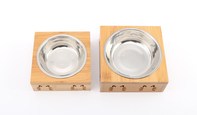 Pet Bowl with Bamboo Stand