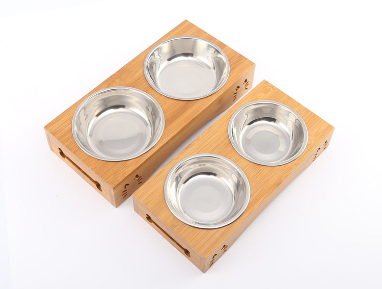 Pet Bowl with Bamboo Stand