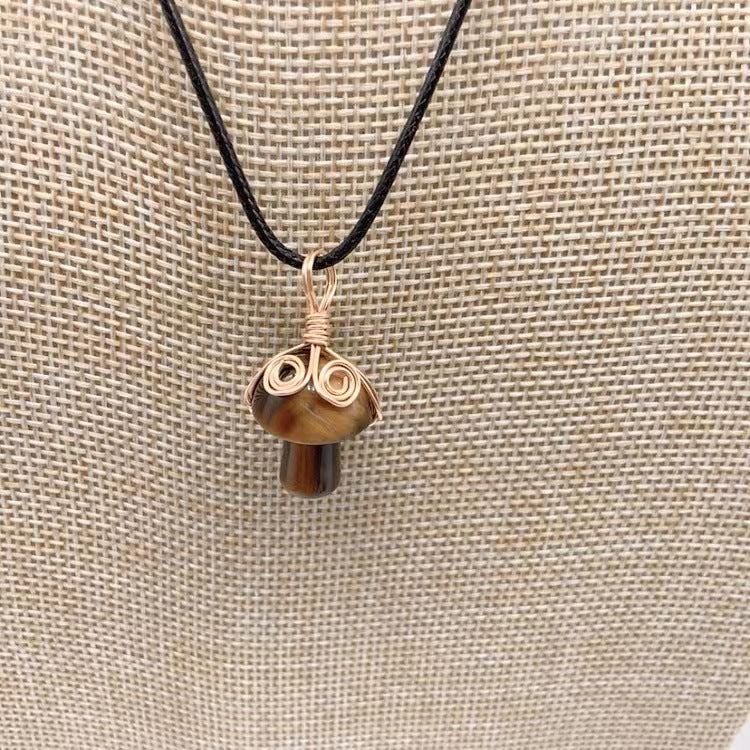 New Winding Small Mushroom Natural Stone Necklace