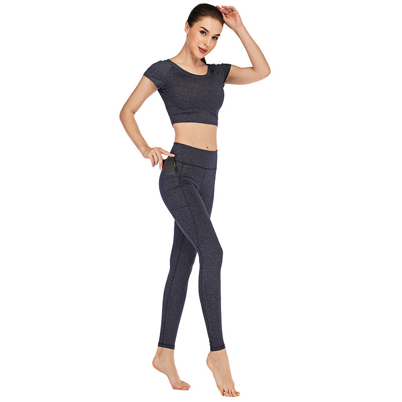 Short Sleeve Yoga/ Fitness set with Pocket