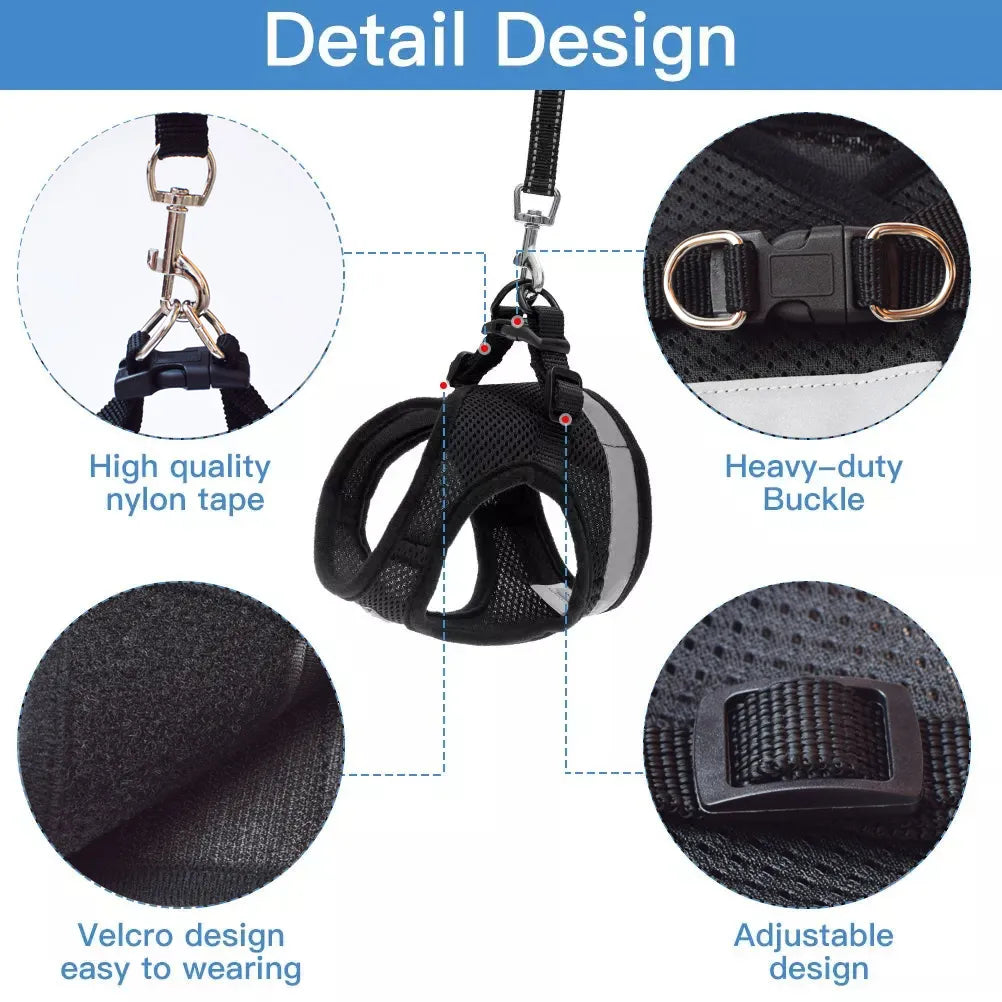 Adjustable Easy Control Reflective Cat Harness