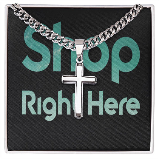 Men's Cross Necklace W/Cuban Chain