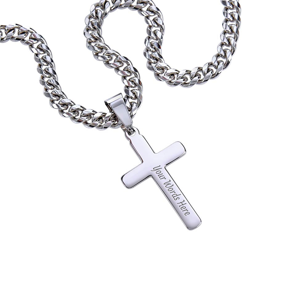 Men's Cross Necklace W/Cuban Chain