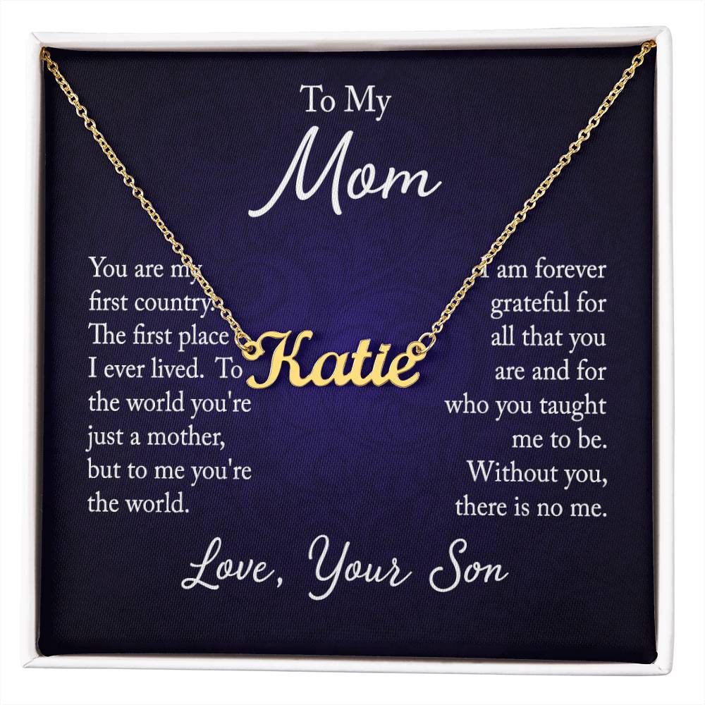 Custom Name Necklace w/ Message Card - For Mom From Son