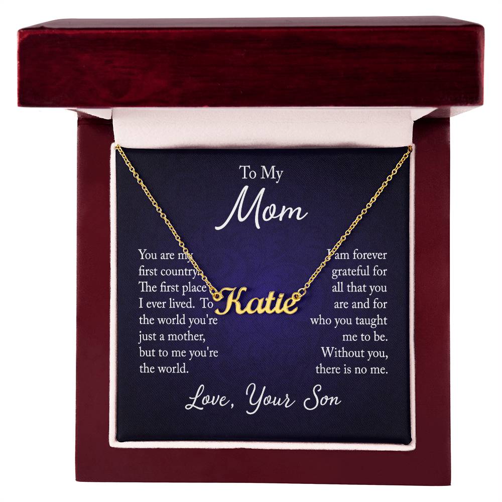 Custom Name Necklace w/ Message Card - For Mom From Son