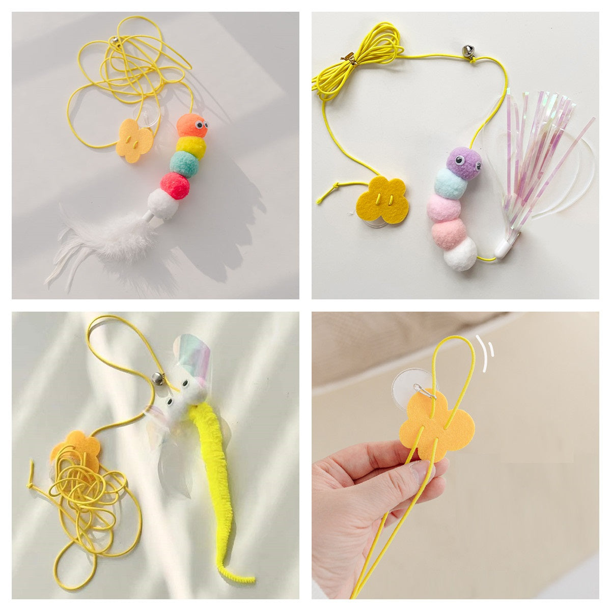 Interactive  Telescopic cat toy caterpillar and mouse