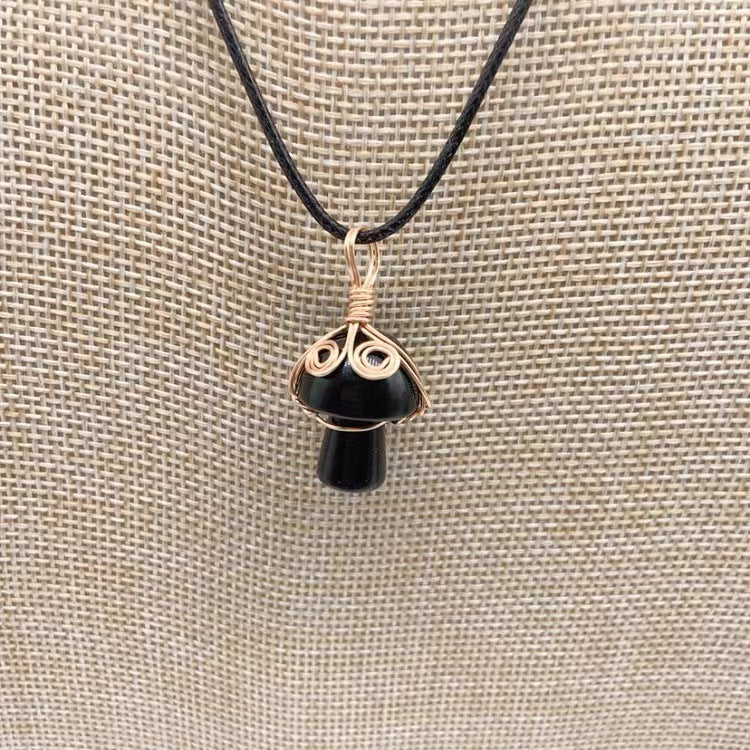 New Winding Small Mushroom Natural Stone Necklace