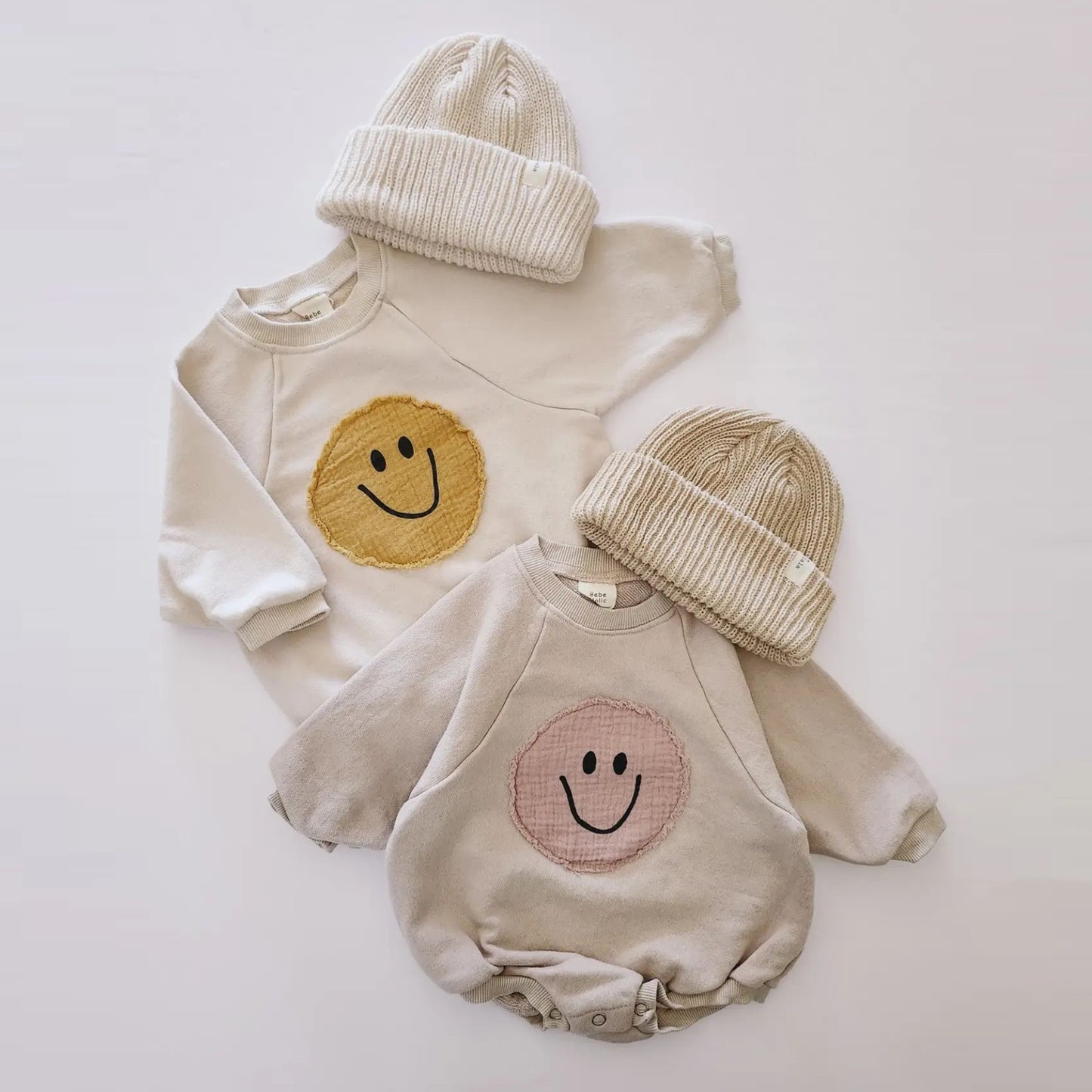 Smiley Face Sweatshirt Baby Romper